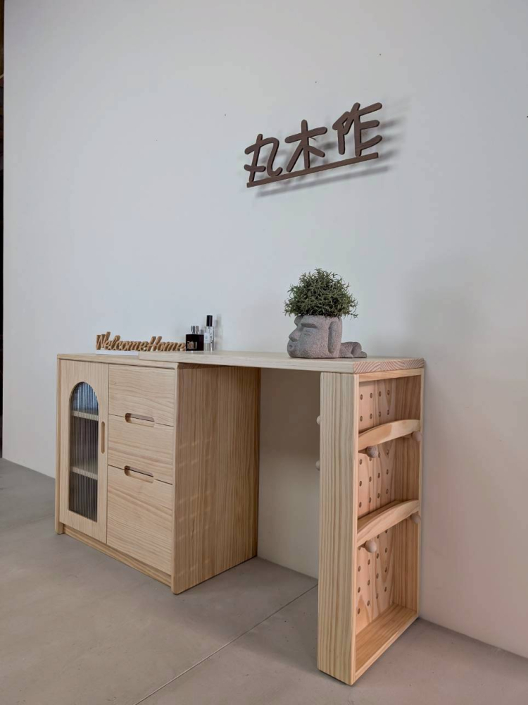 多功能實木延伸化妝桌收納櫃