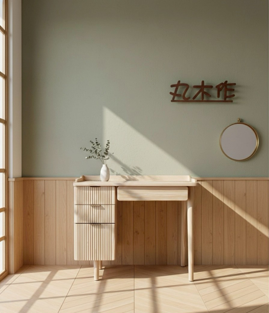 好圓實木化妝桌