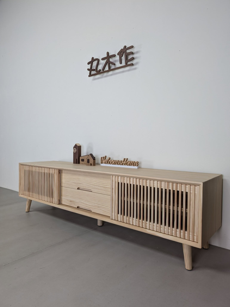 實木電視櫃-通透型格柵