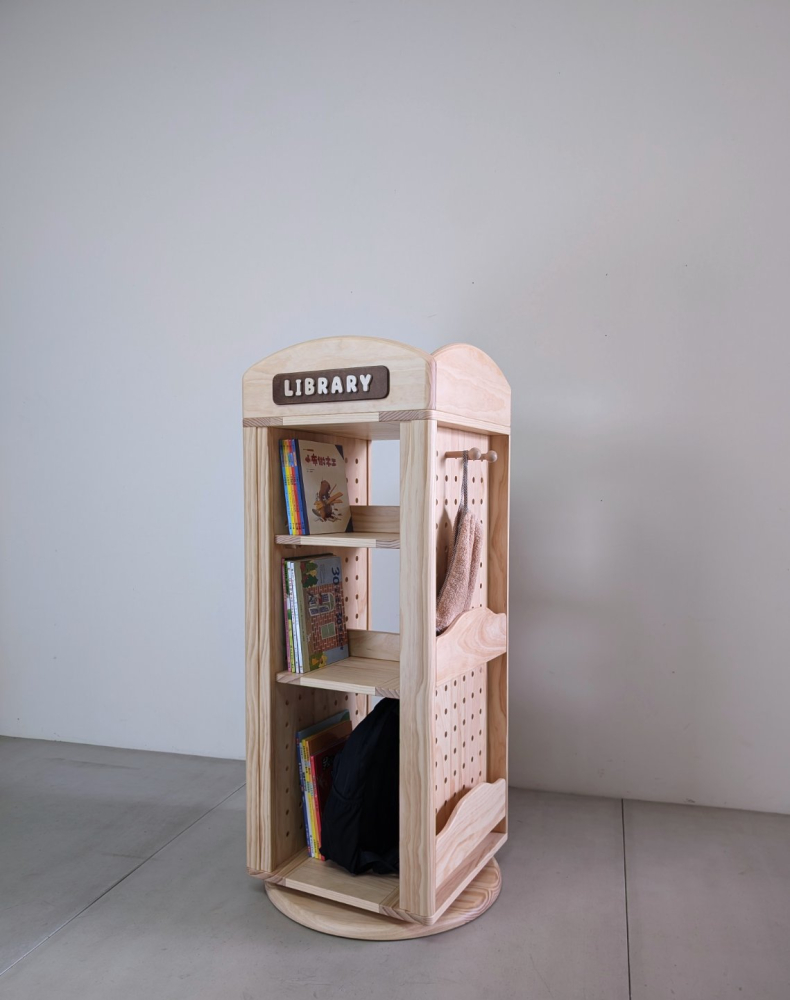 客製實木旋轉書櫃